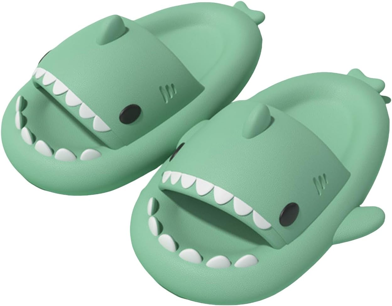 

Тапочки с акулами, унисекс шлепанцы с акулами, толстая нескользящая подошва, сандалии с открытым носком для двоих, милые пляжные шлепанцы Ythspnze, зеленый