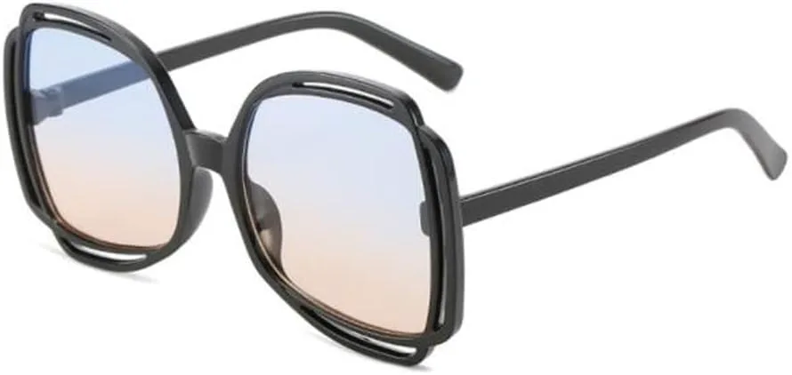 

Солнцезащитные очки с широкой оправой для женщин в стиле ретро для пляжа, солнцезащитные очки для мужчин с защитой от УФ-излучения SLCHJXS, Upper Blue Lower Tea