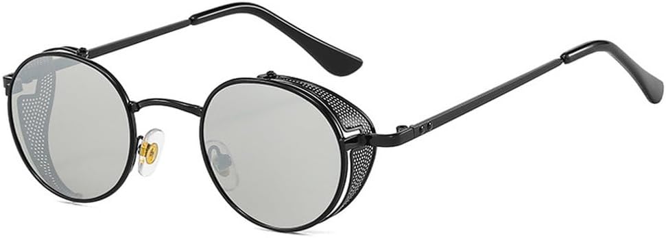 

Модные солнцезащитные очки в стиле стимпанк для мужчин, винтажные металлические круглые солнцезащитные очки для женщин, маленькие солнцезащитные очки с защитой от УФ-излучения UV400, классические очки TKKTLLT, C7 Black-silver