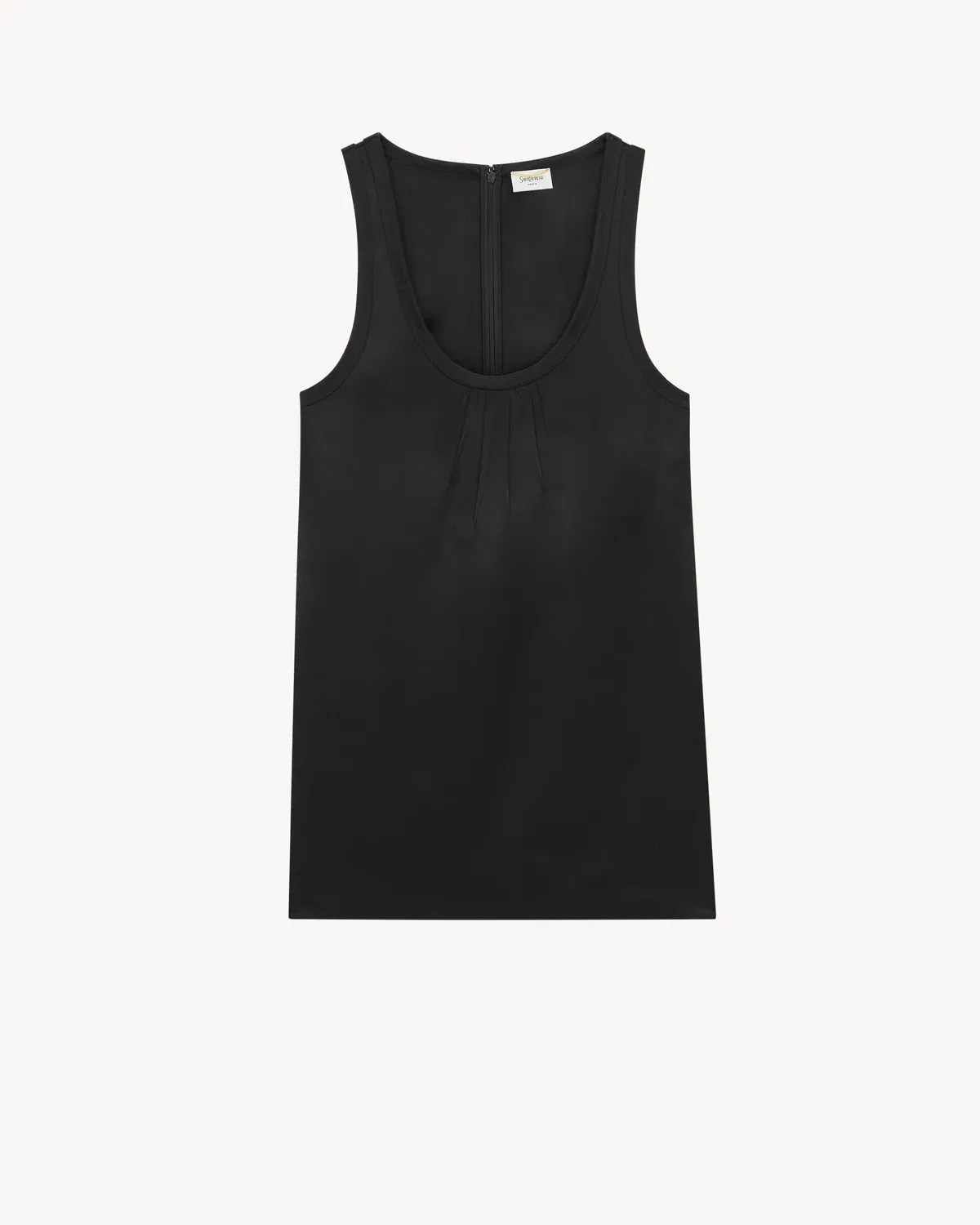 Платье-футляр CASSANDRE из сатина SAINT LAURENT, черный