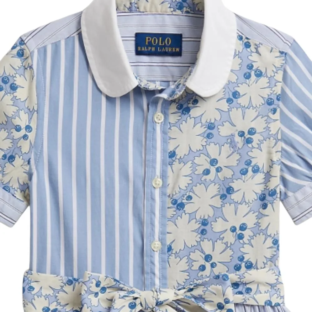Детское платье с лацканами, умеренно короткое Polo Ralph Lauren, синий — фото 4