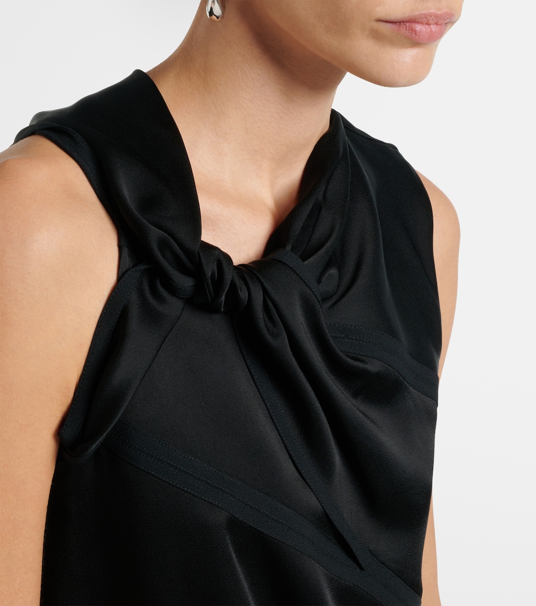 Асимметричный атласный топ Jil Sander, черный — фото 4