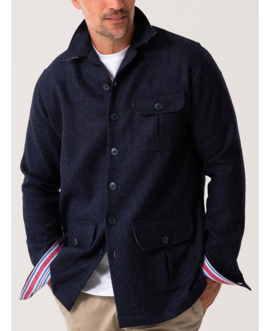 

Мужская шерстяная рубашка-куртка с длинным рукавом Koy Clothing, Navy