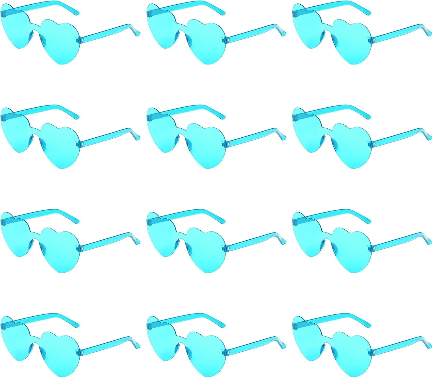 

12 штук солнцезащитных очков в форме сердца без оправы, прозрачные солнцезащитные очки с сердечками, без оправы, конфетные цвета, для женщин, для вечеринок и косплея (зеленые) KINBOM, Green