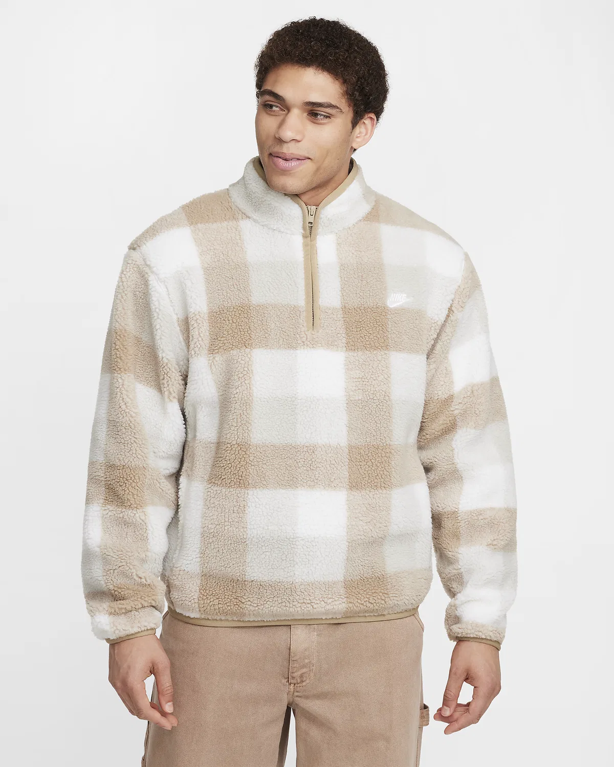 Мужская зимняя куртка Nike Club на молнии, Khaki/Sail/Light Bone/White