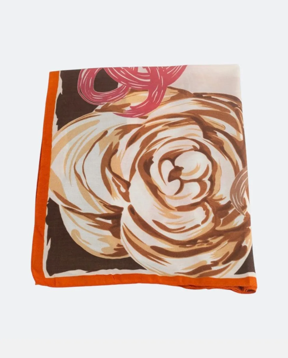 

Квадратный платок из полиэстера с цветочным принтом, свежий и универсальный платок для женщин Kbas, коричневый