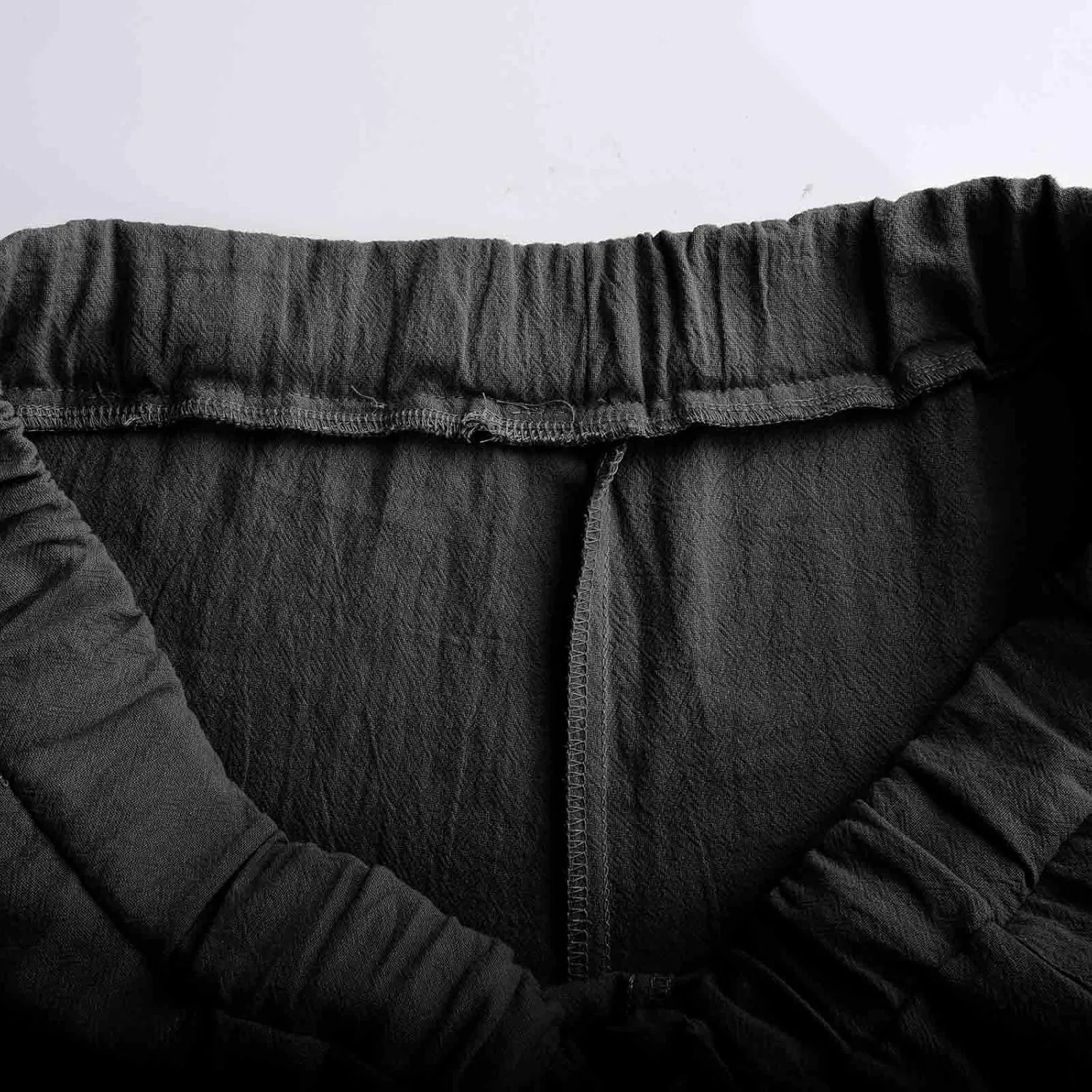 Мужские свободные льняные брюки на резинке с карманами, A01_dark Gray — фото 4