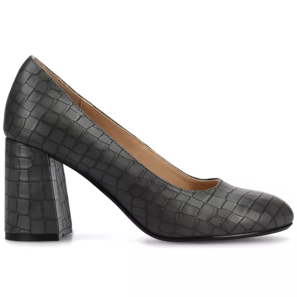 Серфина закрытые туфли на устойчивом каблуке Journee, цвет croco charcoal — фото 2