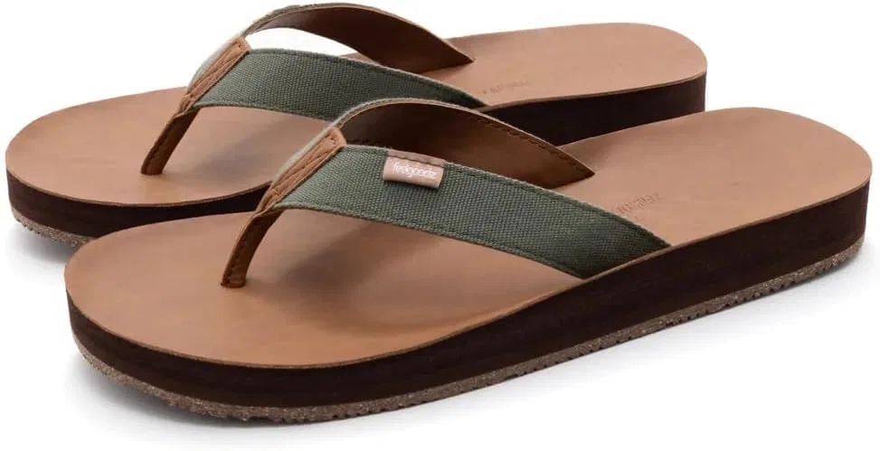 Мужские водостойкие шлепанцы Feelgoodz Zensole Kinderz из веганской кожи и натурального каучука, Pine
