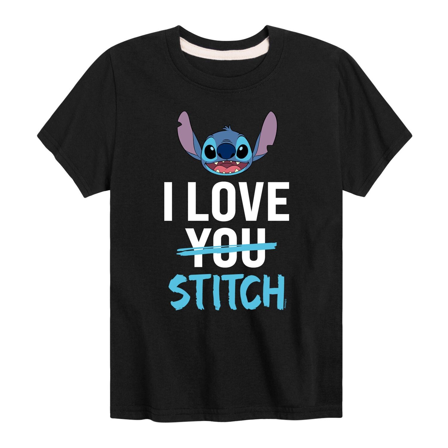 

Футболка Disney's Lilo & Stitch с рисунком I Love Stitch для мальчиков 8–20 лет Licensed Character, черный
