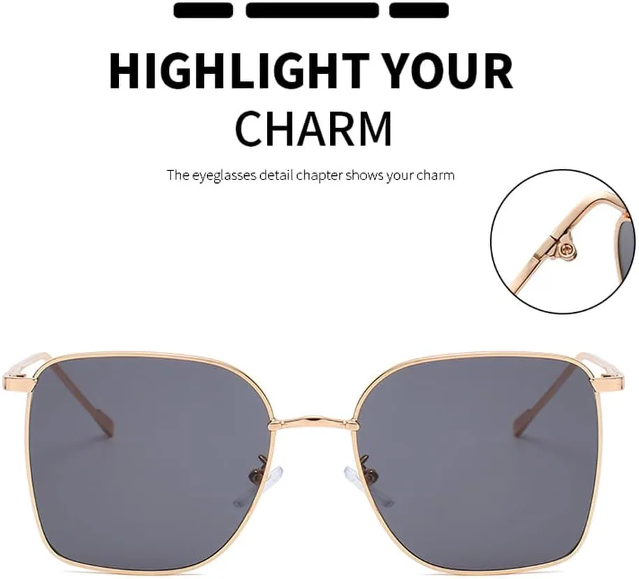 

Модные солнцезащитные очки 2027 года для женщин, винтажные, ретро, ​​квадратные, тонкие, металлические, большие, черные, с защитой от УФ-излучения UV400 MTZJH, Black