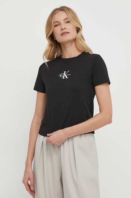 

Хлопковая футболка Calvin Klein Jeans, черный