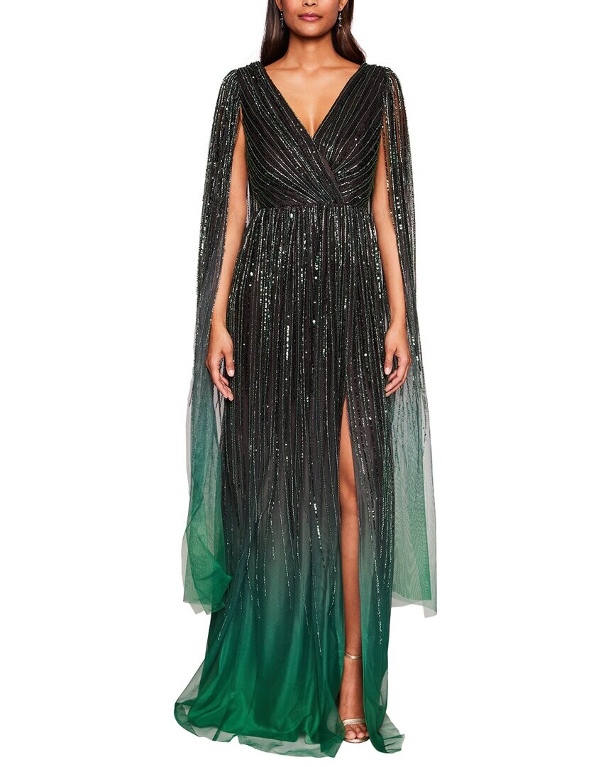 

Платье Marchesa Notte с V-образным вырезом и накидкой, зеленый