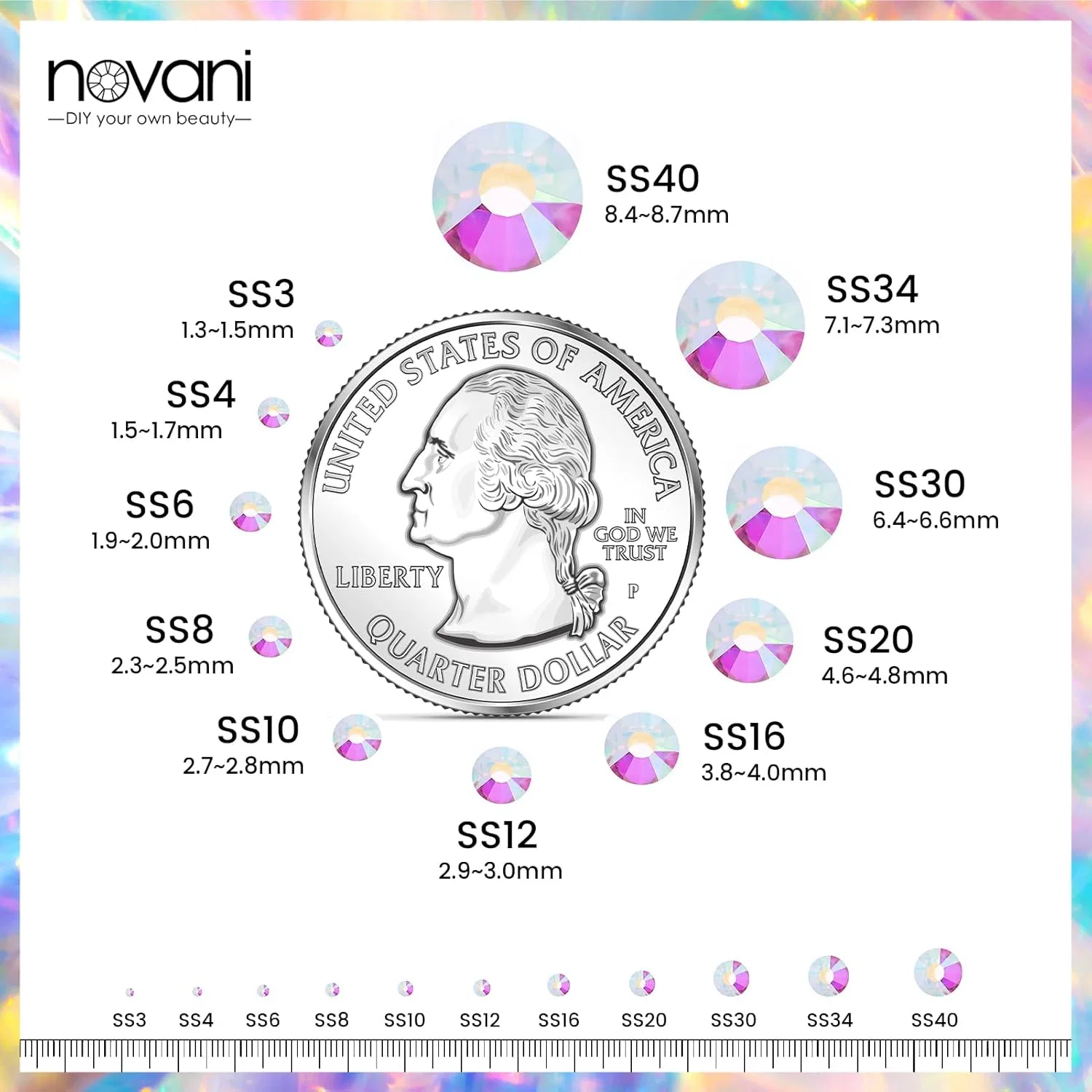 Стразы Novani 1440 шт. SS20 из стекла с плоской спинкой Novani — фото 4