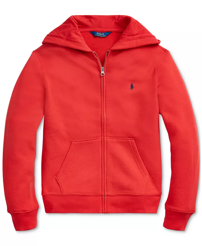 Хлопковый флисовый худи на молнии для мальчиков Big Boys Polo Ralph Lauren, серый — фото 4