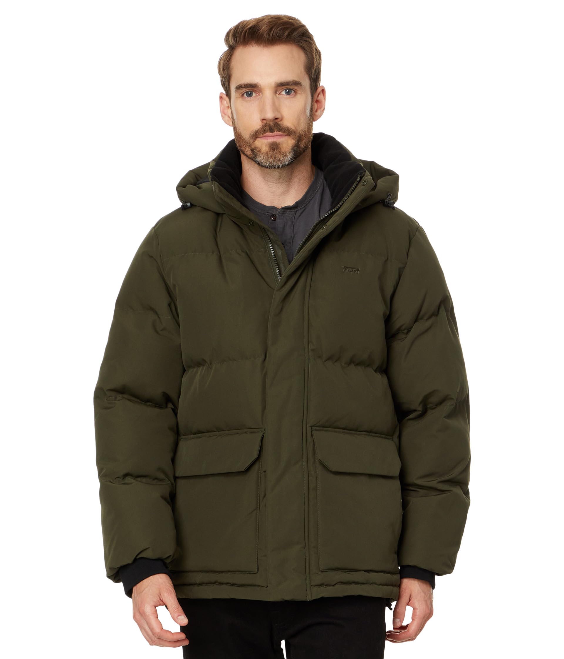 

Парка Levi's Arctic Cloth Midlength Hooded Parka, оливковый