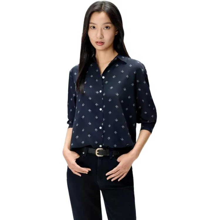 Рубашка женская Navy Blue Print 0G2 с отложным воротником Tommy Hilfiger