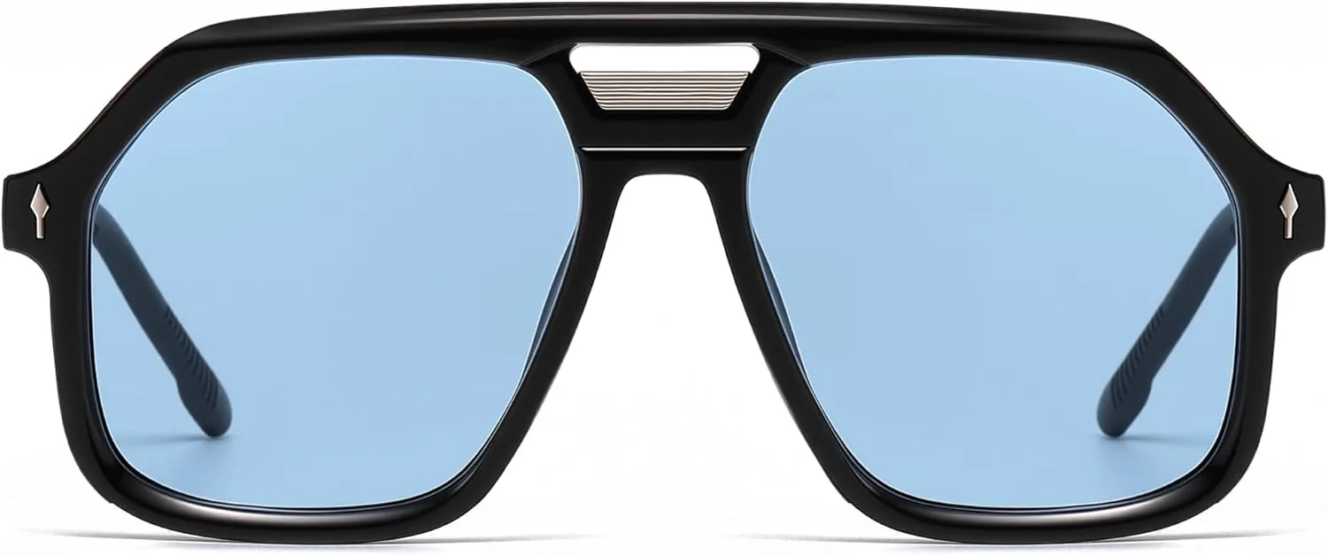 

Модные солнцезащитные очки-авиаторы VANLINKER большого размера в стиле ретро-винтаж для женщин и мужчин, дизайнерская модель VL9937, Black Frame Blue Lens