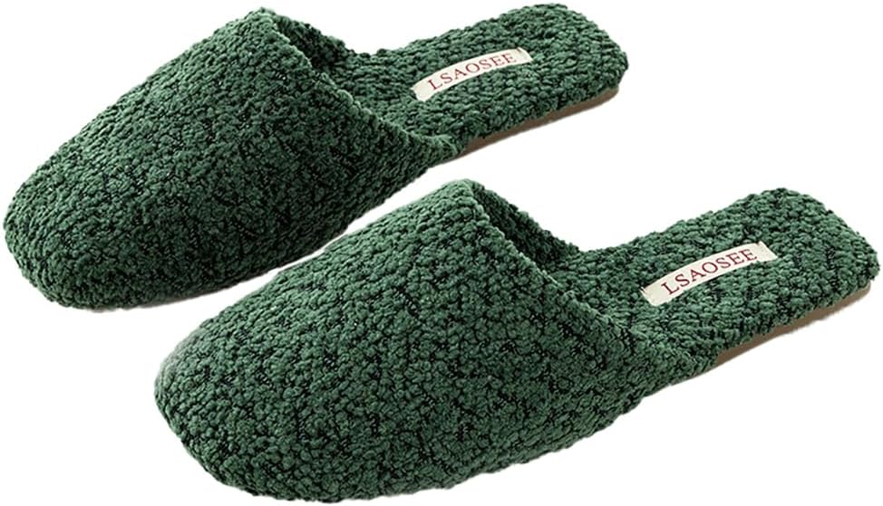 

Домашние тапочки с подкладкой из флиса для женщин и мужчин, модные шлепанцы, элегантная обувь для дома, сандалии для улицы и дома Yafirgeer, зеленый