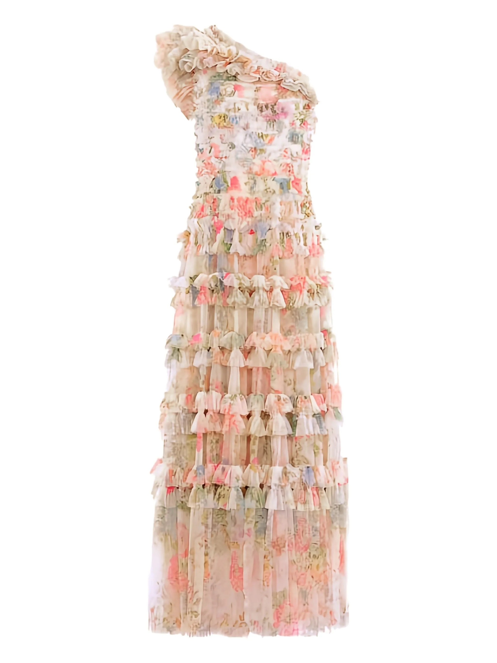 

Платье Lisette на одно плечо с оборками Needle & Thread, нейтральный