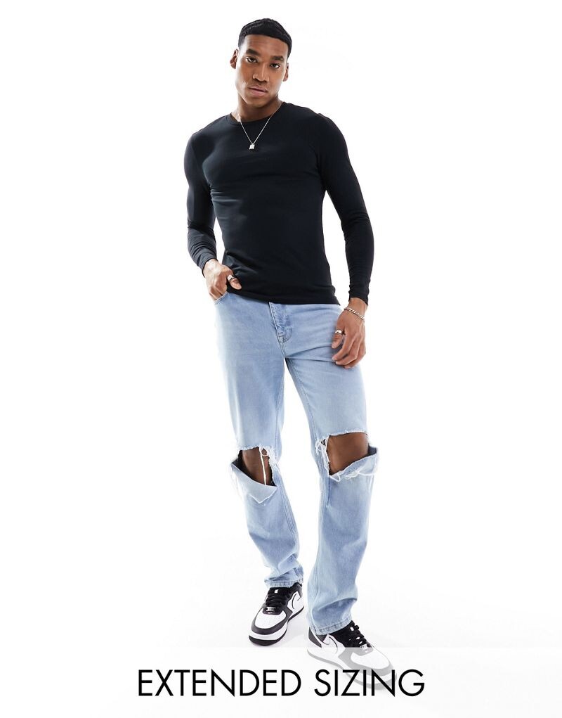

Черная футболка с длинными рукавами и круглым вырезом ASOS DESIGN