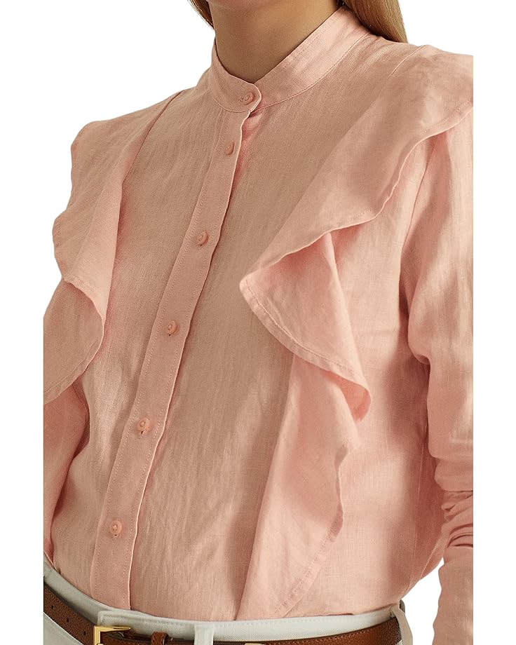 

Рубашка LAUREN Ralph Lauren Ruffle-Trim Linen Shirt, цвет Pale Pink