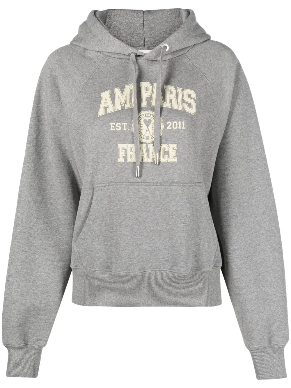 

Худи из органического хлопка с логотипом AMI Paris, серый