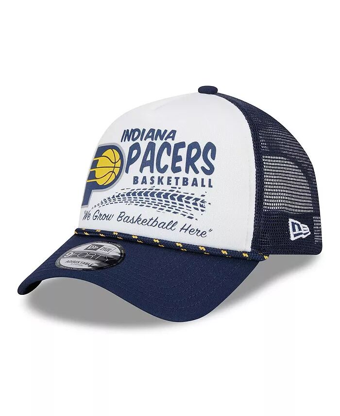 

Мужская белая, темно-синяя кепка Trucker Hat Indiana Pacers 2024 NBA All-Star Game Burnout Print A-Frame 9FORTY New Era