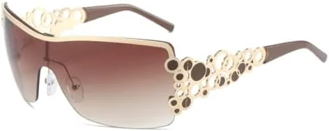 

Женские солнцезащитные очки без оправы в стиле 2026 года: градиентные линзы, золотистая ажурная оправа, металлические петли, защита от УФ-излучения UV400 MTZJH, C2