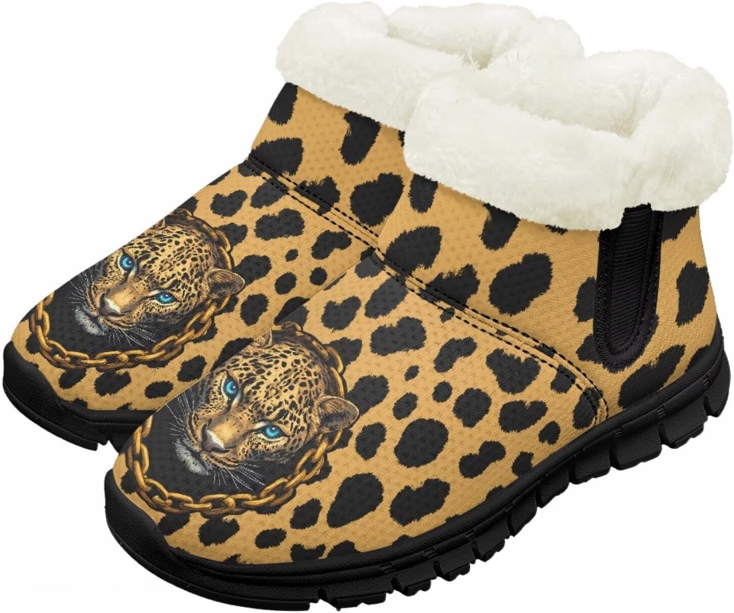 

Зимние ботинки Chririnla для малышей, мальчиков и девочек, теплые низкие ботинки с искусственным мехом для холодной погоды на улице, Leopard