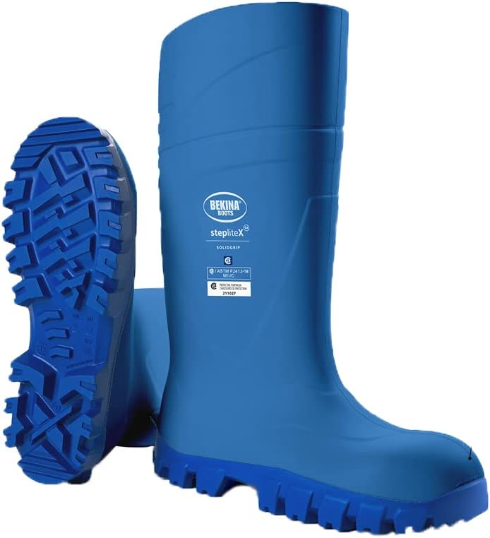Резисапоги Bekina StepliteX SolidGrip S4 с защитным носком для мужчин и женщин- легкие, водонепроницаемые, утепленные, с нескользящим стальным носком; соответствуют стандарту ASTM, синий — фото 2