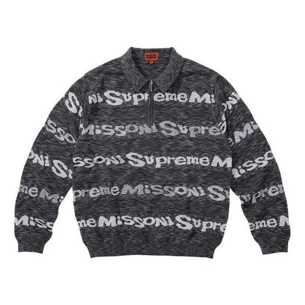 

Рубашка поло x missoni zip l/s polo 'grey white' Supreme, серый