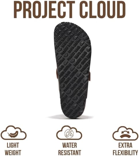 Мужские сабо Project Cloud - 100 натуральная кожа полного слоя, сабо с мемори-пеной для мужчин, поддержка свода стопы, пробковая стелька, противоскользящая подошва (Brooklyn), коричневый — фото 4