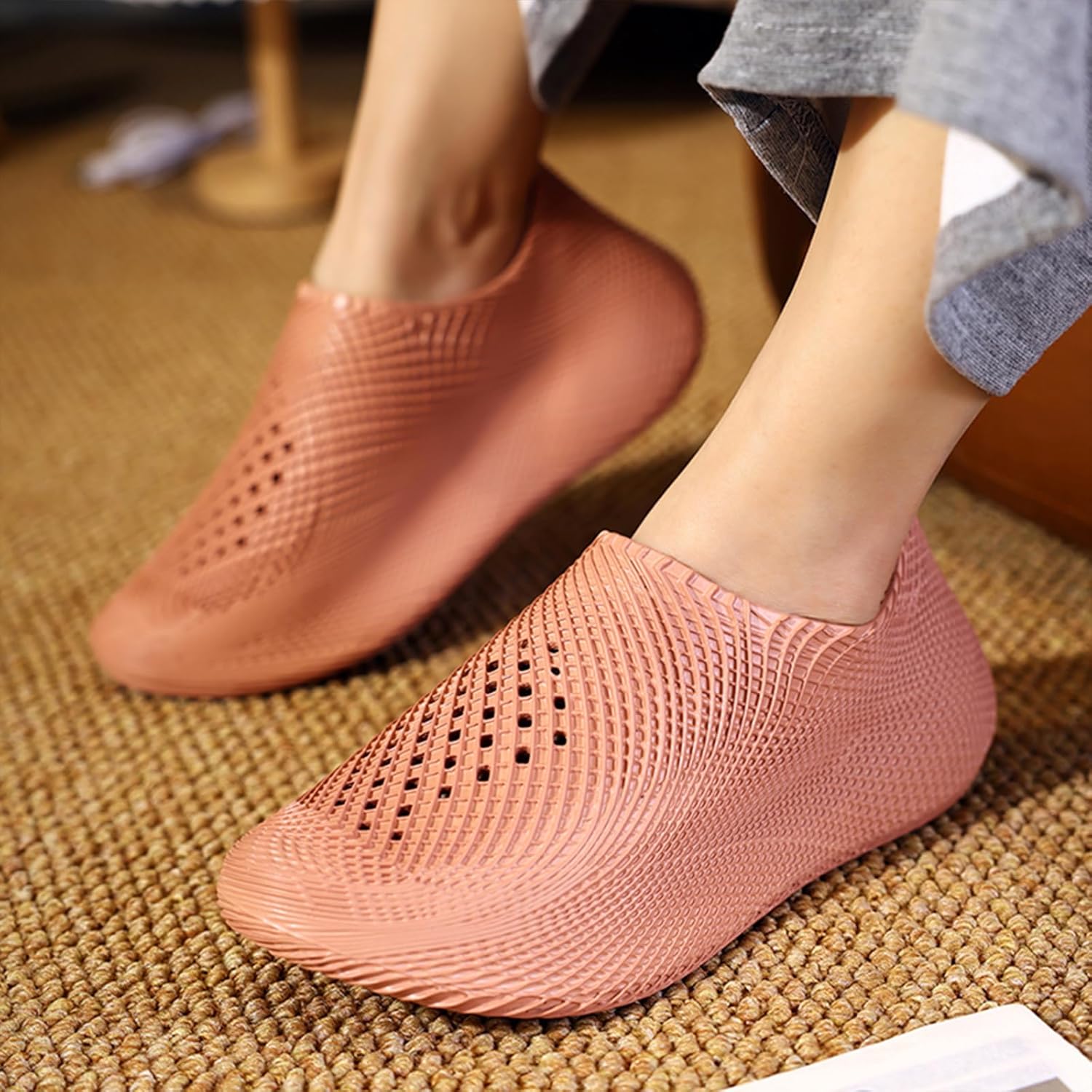 Мужские и женские слипоны с сотами - Легкие и прочные кроссовки в стиле Foam Runner из EVA, дышащая сетка для вентиляции, повседневная ходьба Inkuil, розовый — фото 4