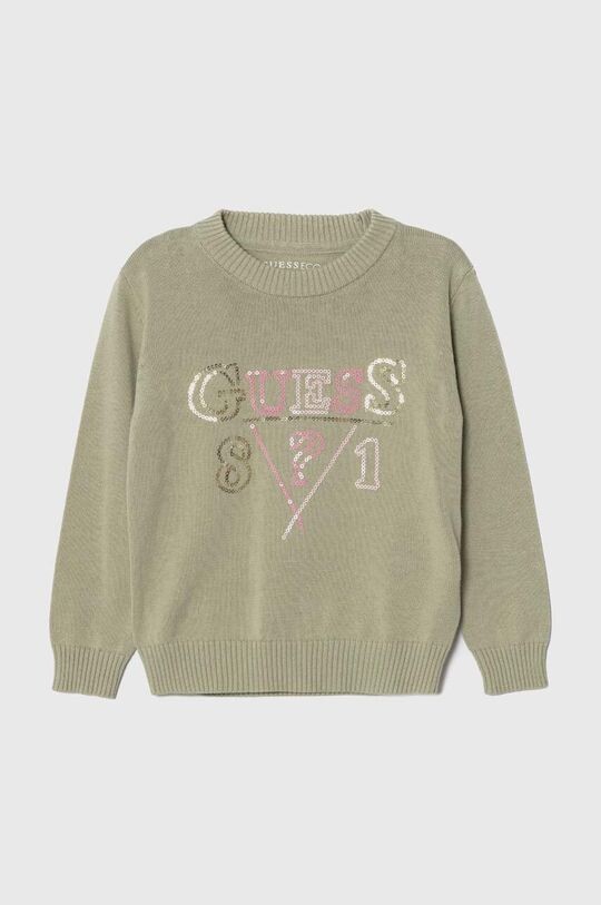 

Детский хлопковый свитер Guess, зеленый