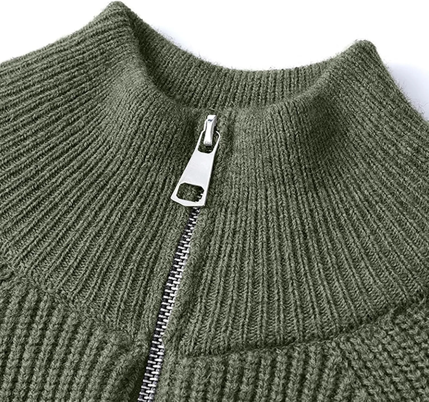 Мужской кардиган с воротником стойкой на молнии, slim fit, для осени и зимы — фото 4