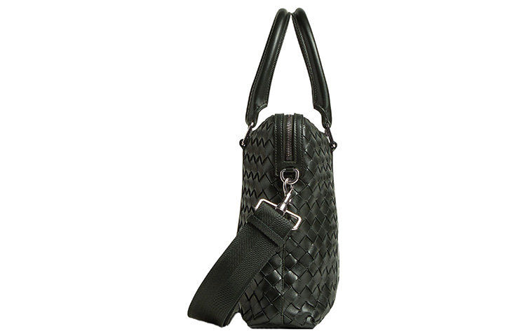 Bottega Veneta Кожаный с текстилем портативный одноплечевой кросбоди портфель мужской темно-зеленый — фото 2