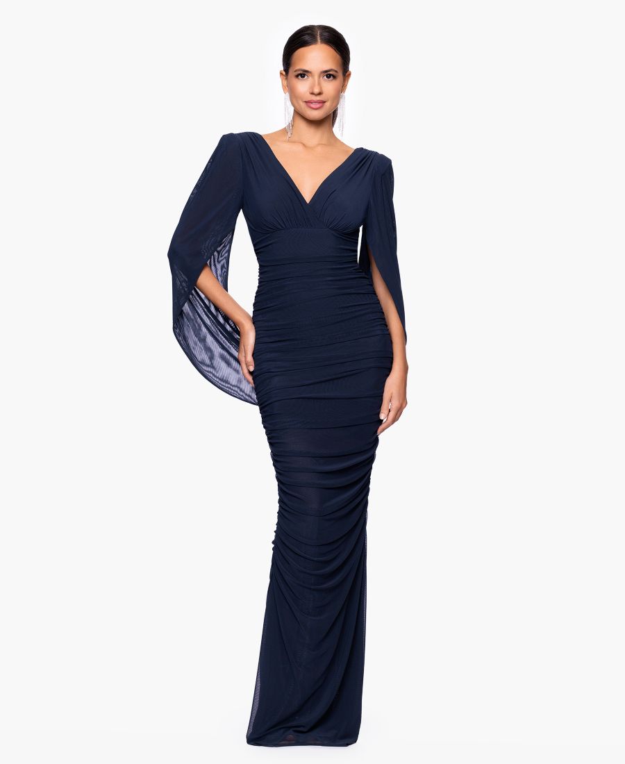 

Женское платье-накидка из сетчатой ткани с V-образным вырезом Betsy & Adam, Navy