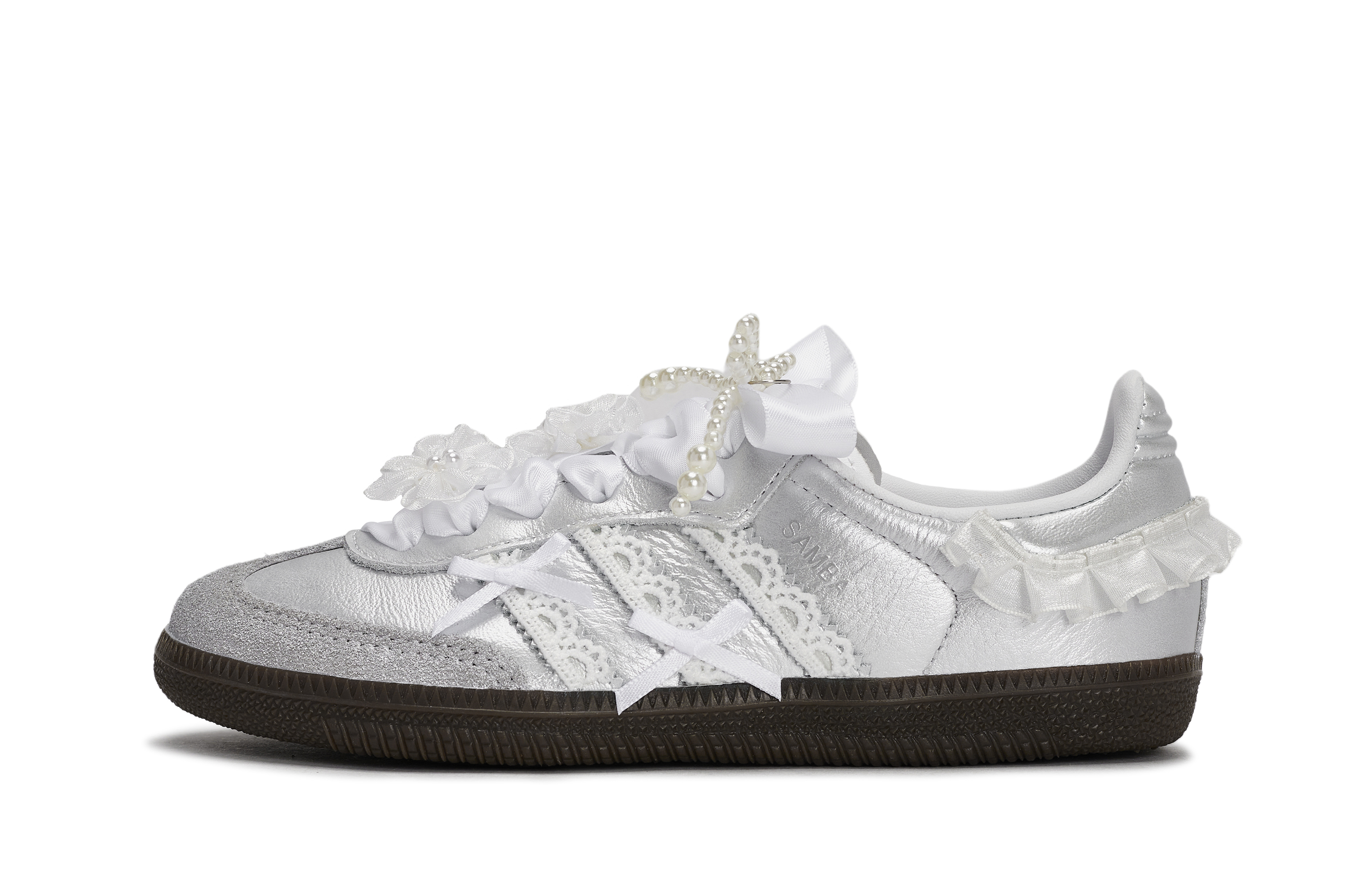 

Детские скейтерские кроссовки Samba для дошкольников Adidas Originals, белый/серебряный