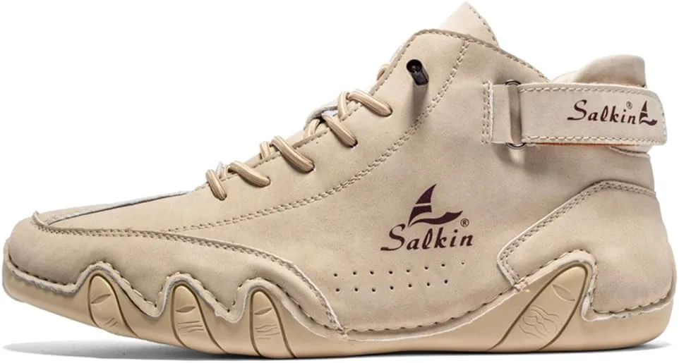 

Мужские повседневные кожаные модные кроссовки, ботинки-чикка на щиколотке, мокасины на легкой подошве, для ходьбы и вождения Abborora, бежевый