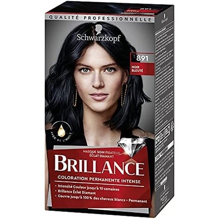 

Перманентная краска для волос Brillance Intense с маслом — 891 Night Blue Black — Покрывает 100% седых волос — 1 шт., Schwarzkopf
