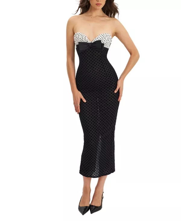 

Платье-Макси Faith в горошек с вырезом сердечком Miss Circle, черный