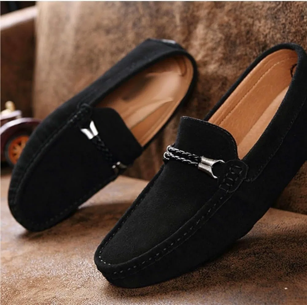 Мокасины мужские из нубука, Loafers & Slip-Ons, Black DHFIRUFSHLO — фото 2