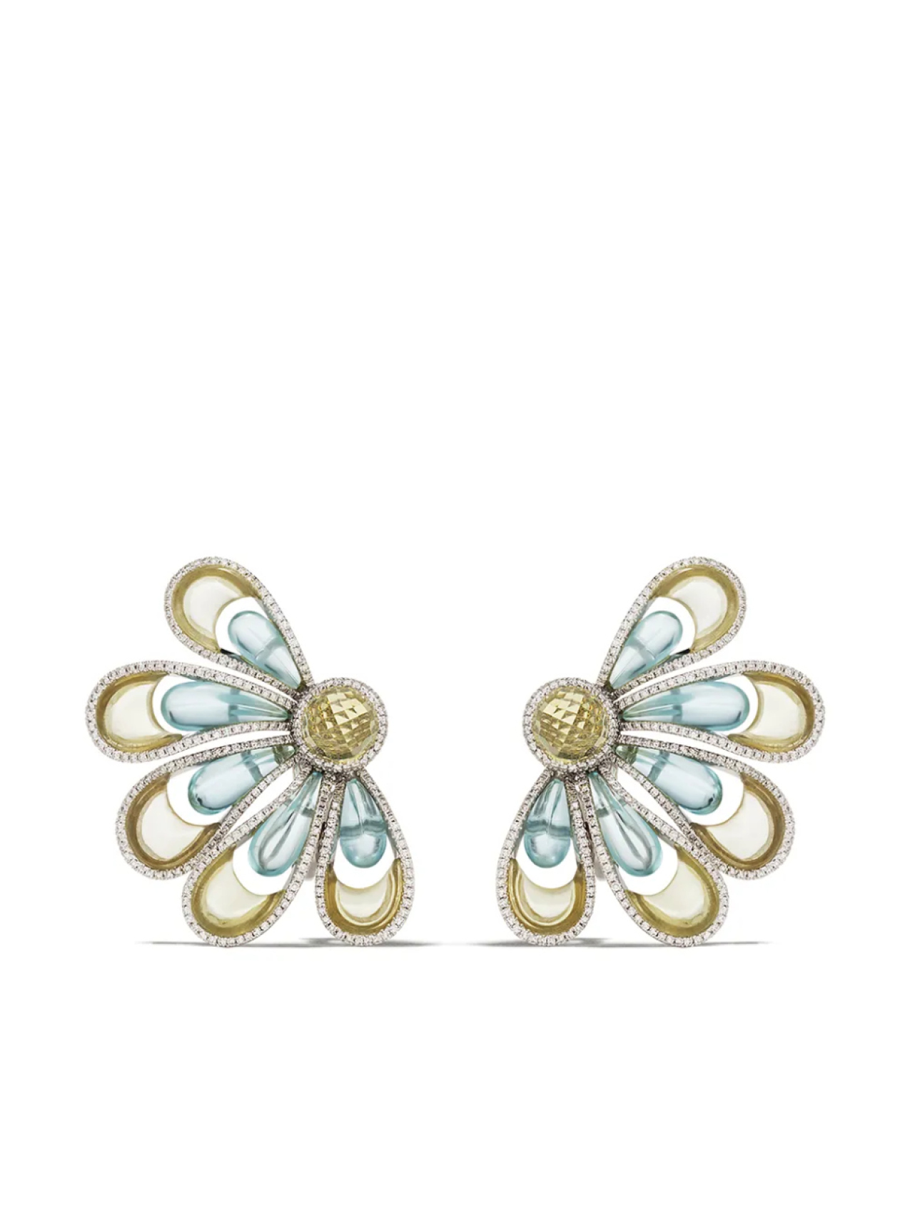 

Серьги Vintage Aquamarine & Citrine Flower из белого золота David Morris, серебряный