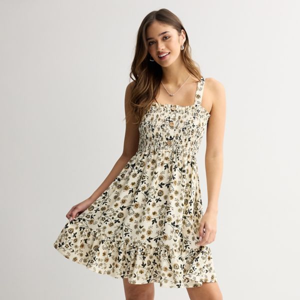 

Детское платье с рюшами и бретелями Liberty Love, цвет ivory brown floral
