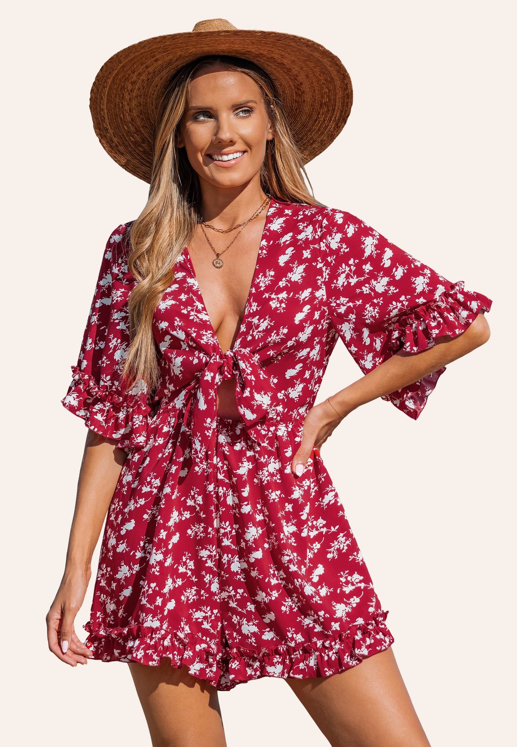 

Повседневное платье FLORAL Cupshe, красный