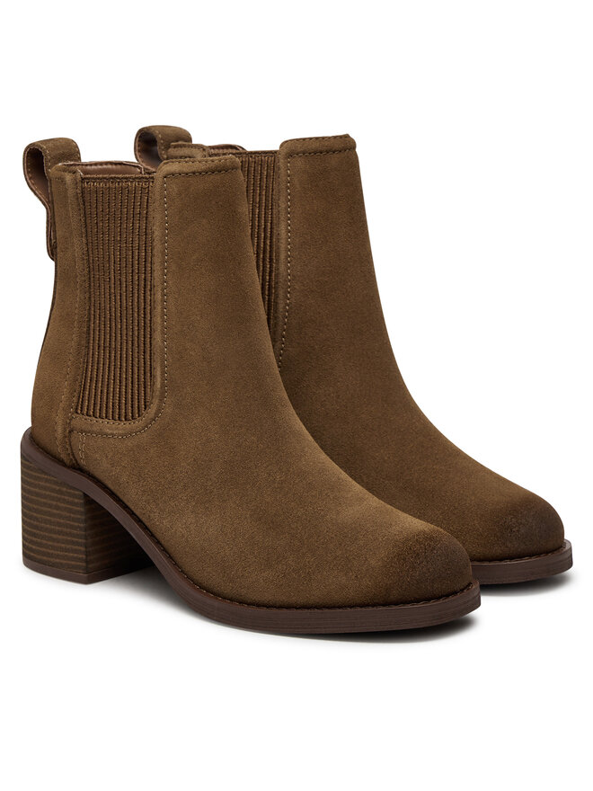Ботинки женские Clarks Chamberly Top замшевые на блочном каблуке, коричневый — фото 3