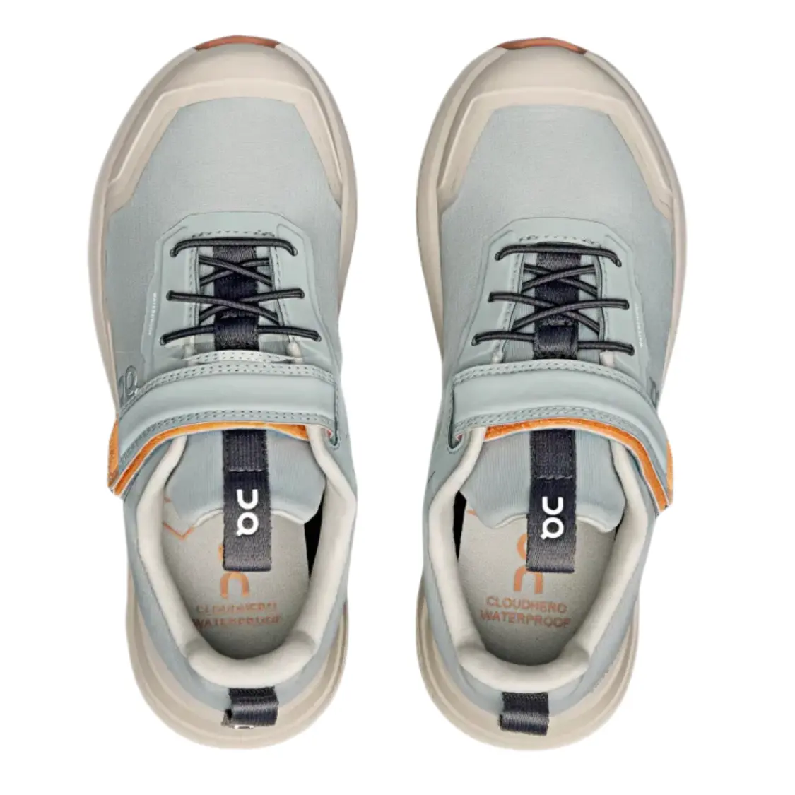 Детские кроссовки CloudheroWaterproof, износостойкие и водонепроницаемые, с низким верхом, Glacier Gray Kids On, серый/белый — фото 4