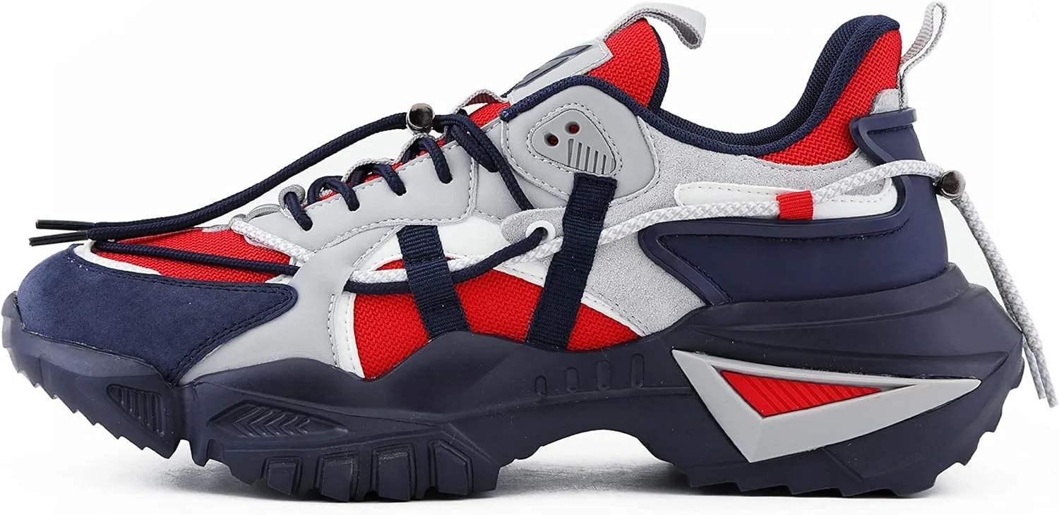 Мужские кроссовки Mazino Oasis Fashion Chunky Sneakers - спортивная повседневная обувь для мужчин, красный/темно-синий/серый — фото 2