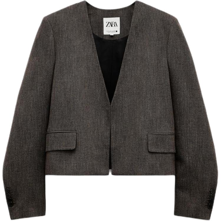 ZW Series Деловой Костюм Женский Зебровый Принт Коричневый ZARA — фото 2